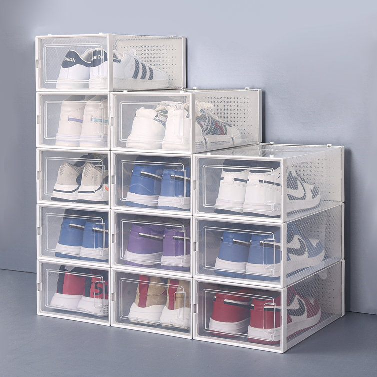 Plastic shoe 2025 box stackable